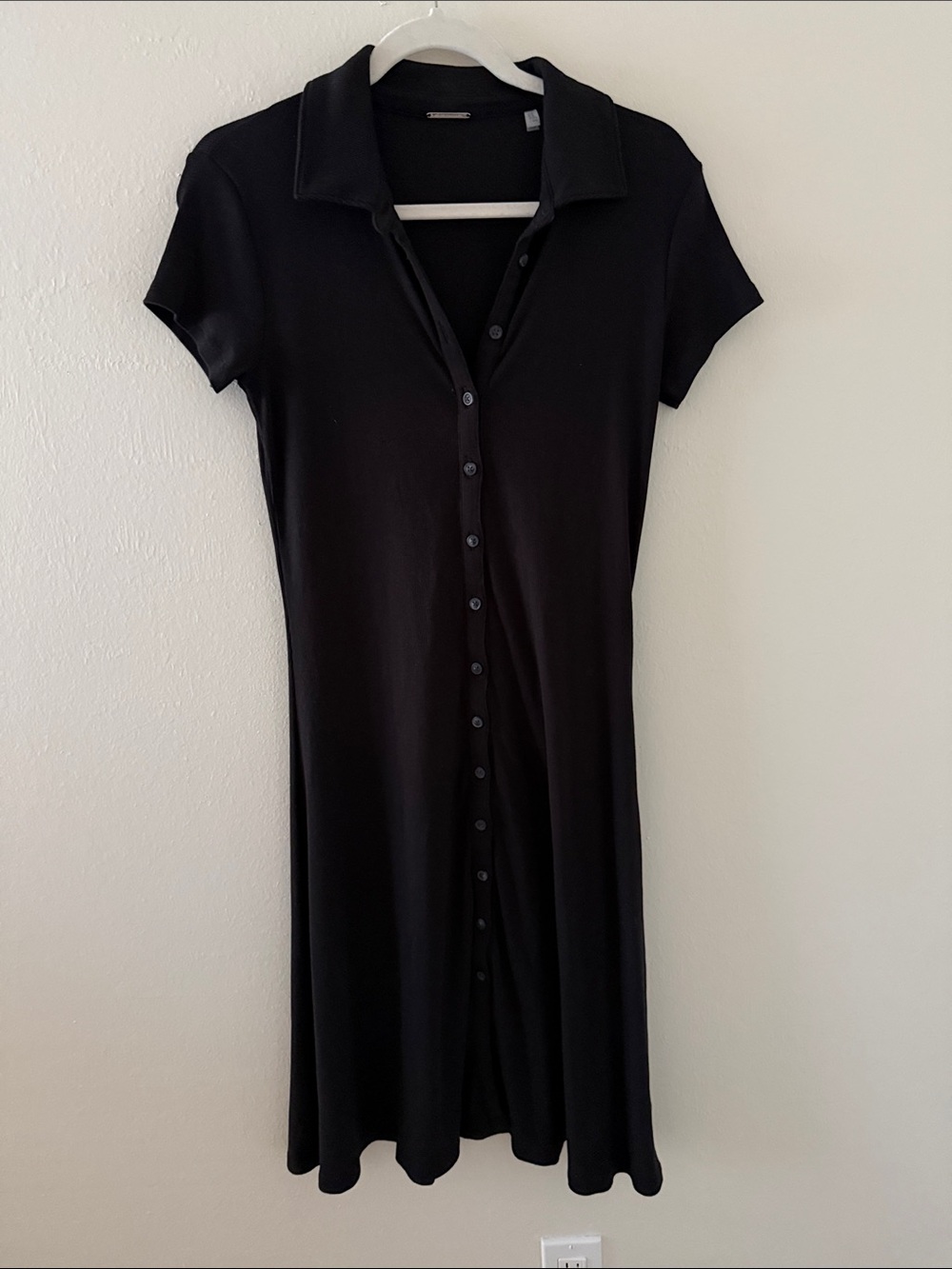 Elie Tahari Black Short-Sleeve Button-Down Polo Dress